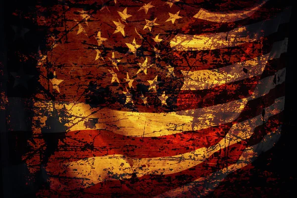 Szoros Kép Zsémbes Öreg Amerikai Zászló Felett Sötét Háttér — Stock Fotó