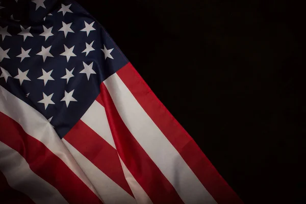 Bandeira Americana Superfície Escura Com Espaço Livre — Fotografia de Stock