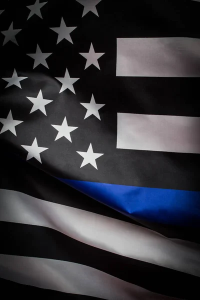 Bandeira Americana Ondulada Fina Linha Azul — Fotografia de Stock