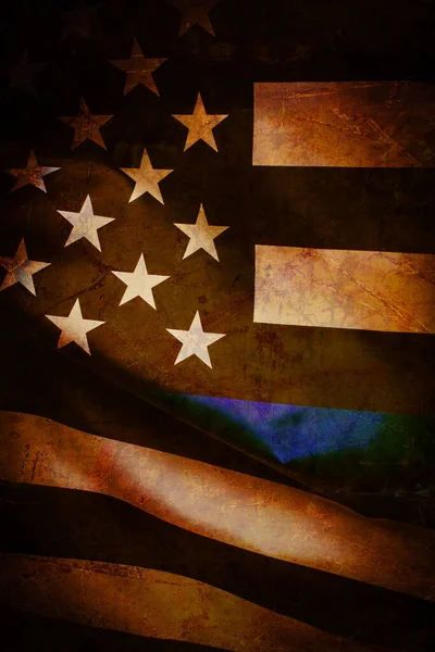 Tenká Modrá Vlnitá Americká Vlajka — Stock fotografie