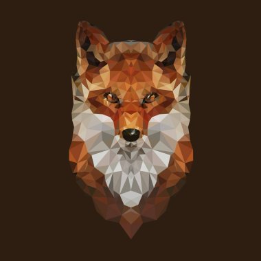 Düşük poli stile kahverengi zemin üzerinde fox Başkanı