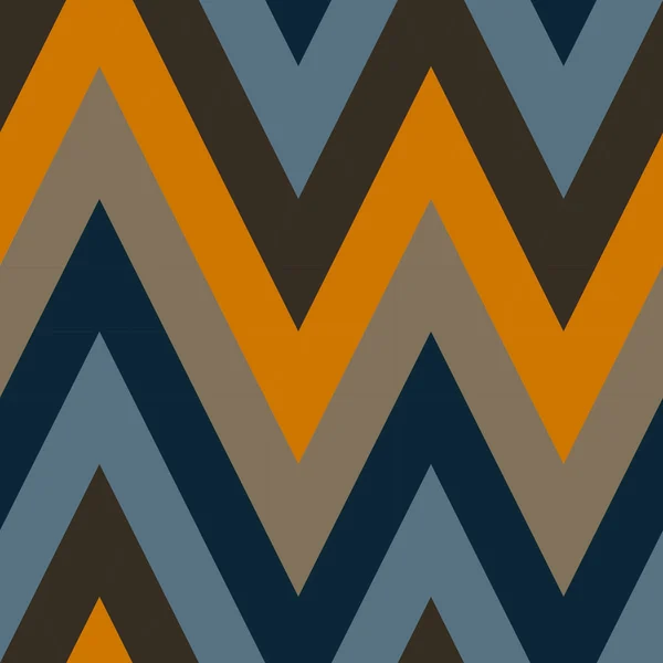 Naadloze Zigzag Patroon Retro Stijl Complementaire Kleuren Oranje Donker Blauw — Stockvector