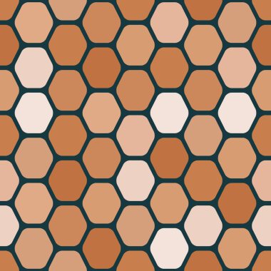 Yuvarlak altıgenler kesintisiz geometrik desen. Sıcak renkler.