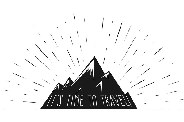Logo Image Mountains Engraving Travel Inscription — Stock Vector