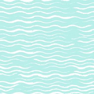 Beyaz dalgalar ile tebeşir turkuaz bir arka plan üzerinde çizilmiş. Sorunsuz doku. Sakin arka plan