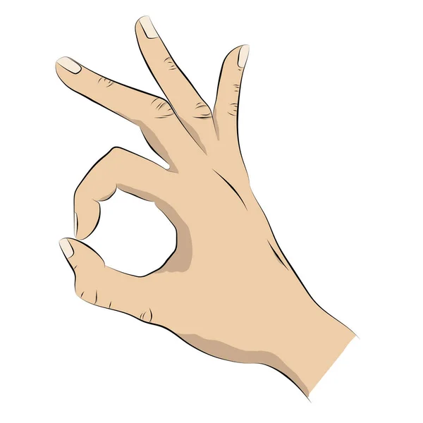 Hand Gesture Comics Cartoon Style Open Palm Fingers — Stock Vector