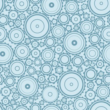 Sorunsuz arka vites, farklı boyut ve şekil. Bir ışık mavi zemin üzerine mavi vites. Mühendislik, sanayi, makineleri