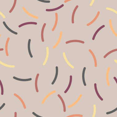 Memphis tarzı. Ark. Seamless modeli. Çok renkli. Arka plan. Orange, burgundy; sarı; gri; 