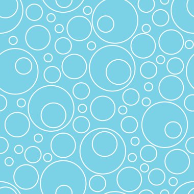 Farklı boyutlarda daireler. Çemberler. Kesintisiz geometrik desen. Basit şekiller. Arka plan. Kontur, dolgu olmadan çemberin. Beyaz mavi.