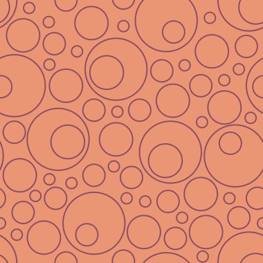 Farklı boyutlarda daireler. Çemberler. Kesintisiz geometrik desen. Basit şekiller. Arka plan. Kontur, dolgu olmadan çemberin. Portakal Budgundy.