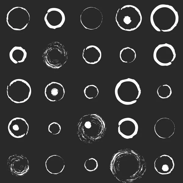 Monochromes Nahtloses Muster Schwarzer Hintergrund Und Kreide Gezeichnete Weiße Kreise — Stockvektor