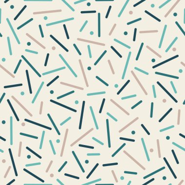 Geometri stil seamless modeli. Çizgiler ve daireler farklı boyutu, eğim ve renk. Onlar kesişmiyor. Çok renkli arka plan.