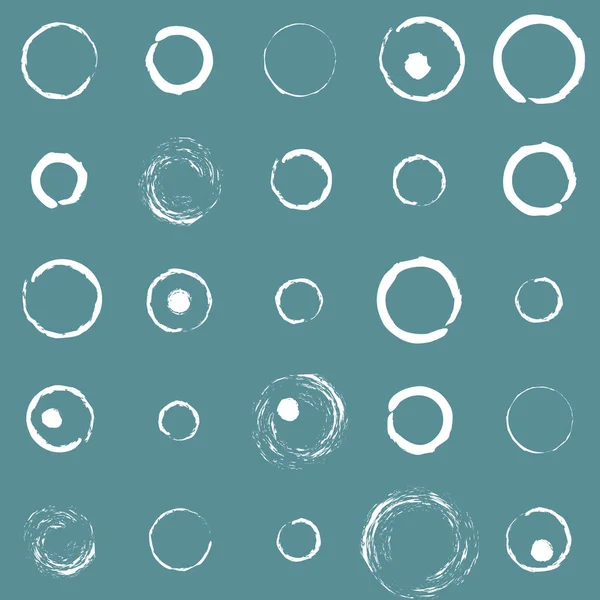 Patrón Monocromo Sin Costura Fondo Azul Círculos Blancos Dibujados Tiza — Archivo Imágenes Vectoriales