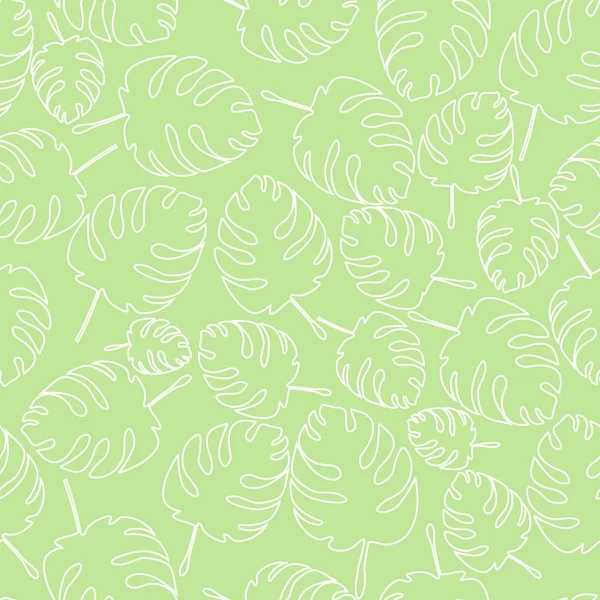 Sorunsuz yeşil çiçek desenli. Geniş palmiye yaprakları. Yaprakları kıvrımlarına. Açık yeşil beyaz. Sakin çiçek arka plan