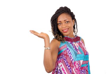 Bir peştemal giyinmiş bir gergin palm ile güzel bir kadın portresi.