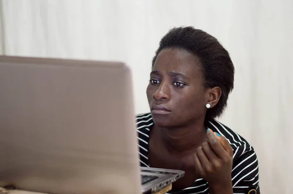 Young Woman Sitting Floor Working Laptop Chair — Stock Photo, Image