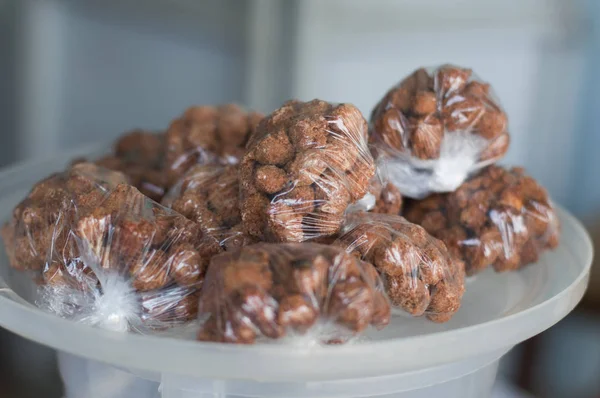 Cacahuètes Douces Grillées Séchées Emballées Dans Plastique — Photo