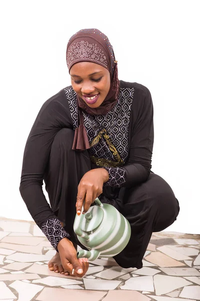 Young Muslim Woman Getting Ready Prayer — Stock Photo, Image