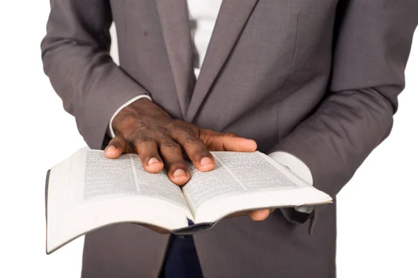 Close Hands Person Flipping Bible — Stock Photo, Image