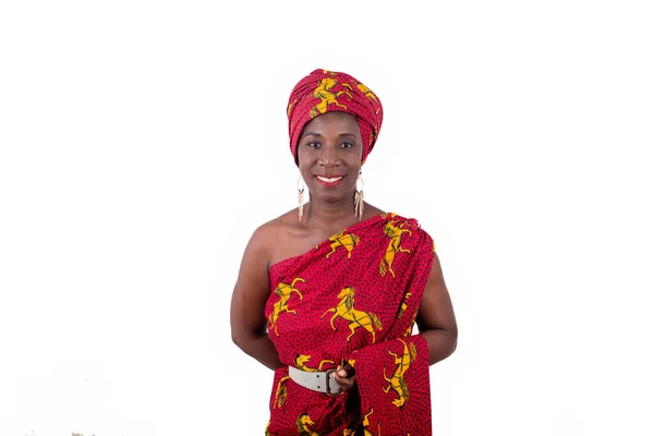 Young Woman Standing Loincloth Studio Watching Camera Smiling — Stock Photo, Image