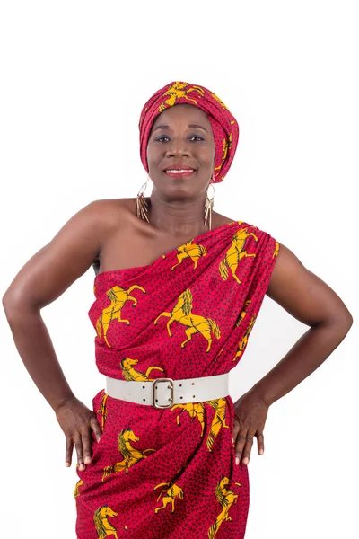 Krásná Africká Žena Sobě Tradiční Oblečení Izolované Bílém Pozadí — Stock fotografie