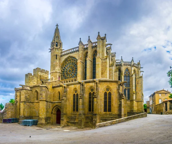 Basilique Saint Nazaire Carcassonne Tijdens Nacht Franc — Stockfoto