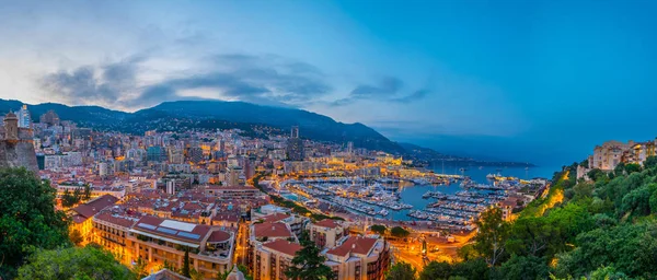 Vista Sul Tramonto Port Hercule Monac — Foto Stock