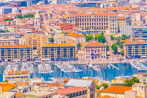 Luchtfoto Van Vieux Port Marseille Franc — Stockfoto