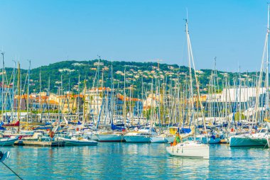 Boats mooring in the port of Cannes, Franc clipart