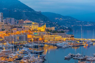 Monac bağlantı noktası Hercule gün batımı görünümü
