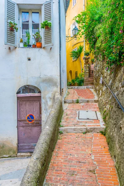 Uma Rua Estreita Cidade Velha Menton Franc — Fotografia de Stock