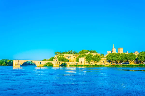 Cityscape Avignon Com Palais Des Papes Catedral Nossa Senhora Pont — Fotografia de Stock