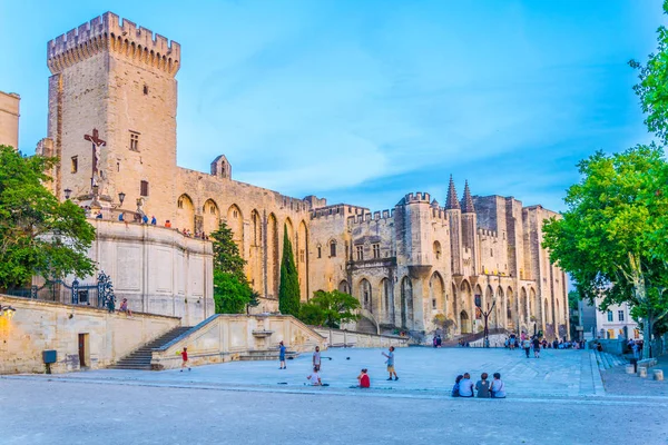 Vista Pôr Sol Palais Papes Avignon Franc — Fotografia de Stock