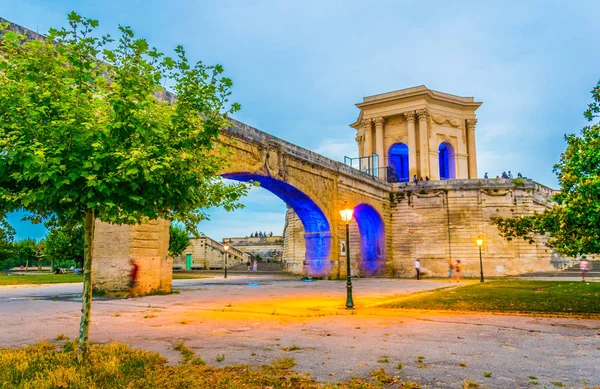 Вид Акведук Сен Клемент Закате Монпелье Франк — стоковое фото