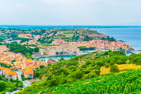Aerial View Collioure Its Royal Castle Franc — Stock Photo, Image