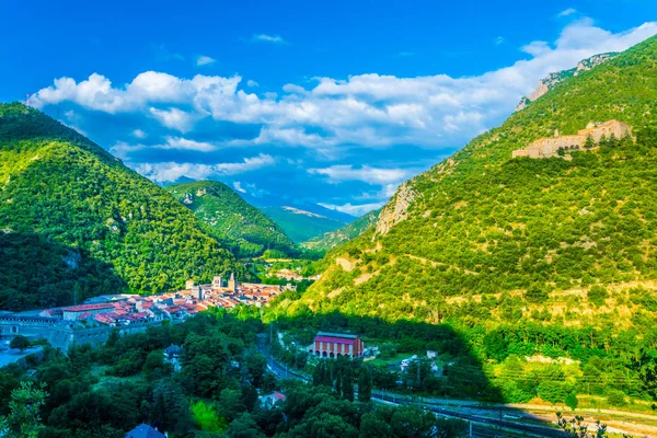 Veduta Aerea Del Villaggio Villefranche Conflent Franc — Foto Stock