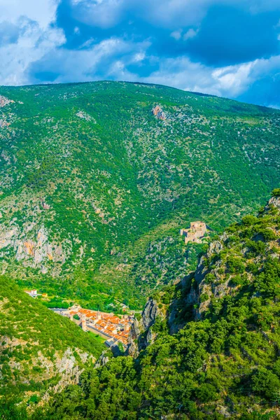 Vista Aérea Del Pueblo Villefranche Conflent Franco —  Fotos de Stock