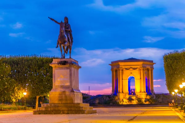 Sunset View Promenade Peyrou Dominated Statue King Louis Xiv Montpellier Stock Image