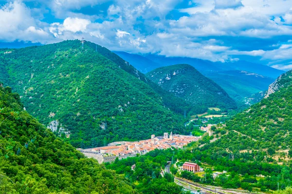 Vue Aérienne Village Villefranche Conflent Franc — Photo