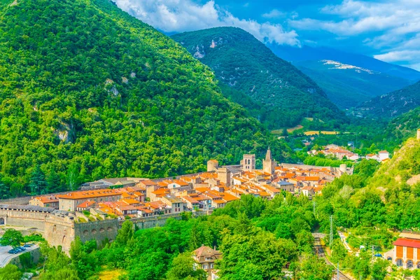 Vue Aérienne Village Villefranche Conflent Franc — Photo