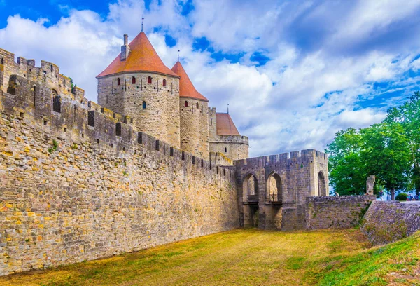 Porte Narbonnaise Que Conduce Casco Antiguo Carcasona Franc — Foto de Stock