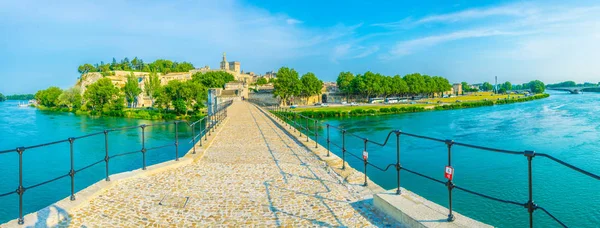 Palais Des Papes Cathedral Our Lady Viewed Pont Avignon River — Stock Photo, Image