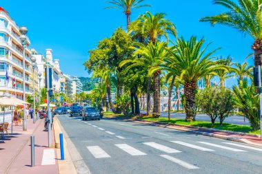 Nice, Fransa, 11 Haziran 2017: Promenade des Anglais'e Nice, Frangı görünümünü