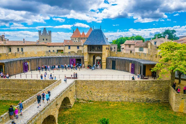 Carcassonne Francia Junio 2017 Patio Del Castillo Comtal Carcasona Franc — Foto de Stock