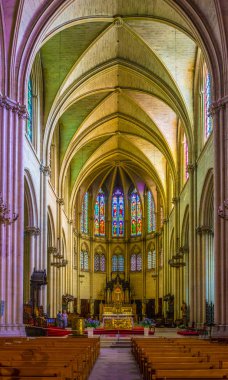 Montpellier, Fransa, 25 Haziran 2017: Montpellier, Frangı katedralde içinin