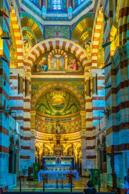 MARSEILLE, FRANCE, JUNE 9, 2017: Interior of Basilique Notre-Dame de la Garde in Marseille, Franc