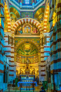 MARSEILLE, FRANCE, JUNE 9, 2017: Interior of Basilique Notre-Dame de la Garde in Marseille, Franc
