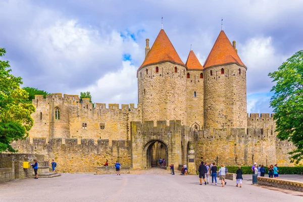 Carcassonne Francia Junio 2017 Porte Narbonnaise Que Conduce Casco Antiguo — Foto de Stock