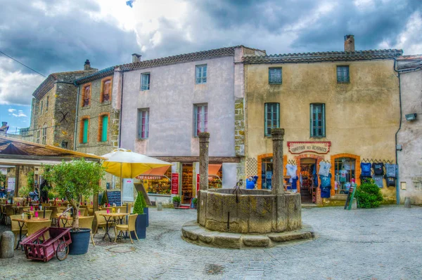 Carcassonne France June 2017 People Strolling Small Square Old Town — Stock Photo, Image