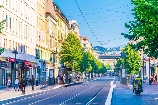 Nice Frankrijk Juni 2017 Weergave Van Verkeer Avenue Jean Medecin — Stockfoto